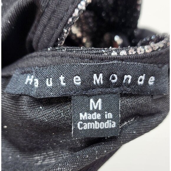 Chevron Print Bodycon Mini Dress Halter Neck Keyhole Back Haute Black Silver M - Picture 2 of 10